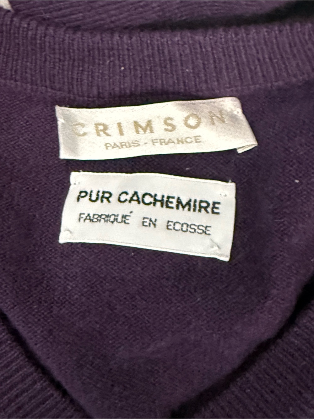 Crimson Paris - France’s Purple V-Neck Sweater - Women's Classic Knit - Picture 5 of 6